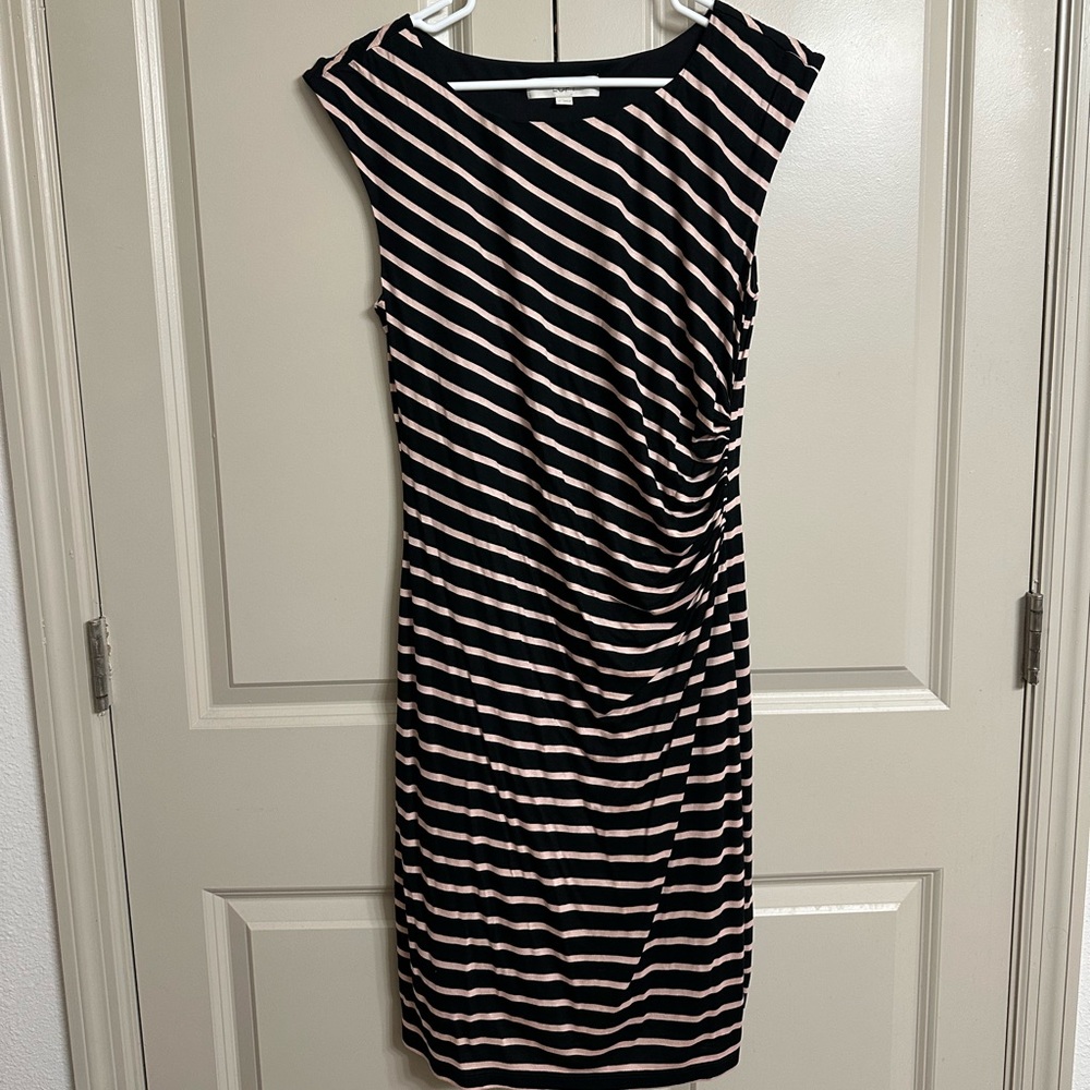 Loft Blk/Lt Pink Striped Dress